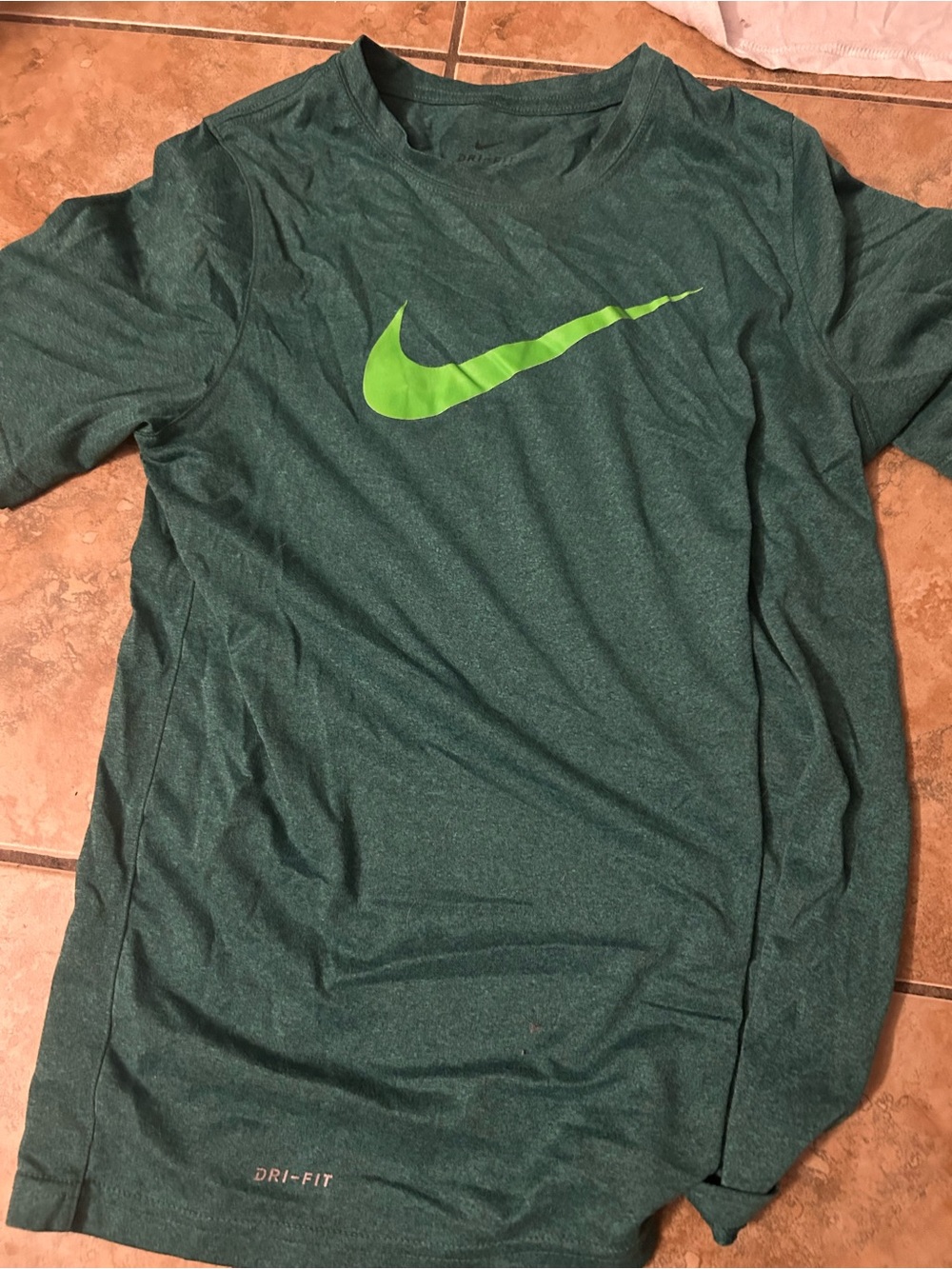 Nike Kids Green Short Sleeve Tee with Lime Swoosh